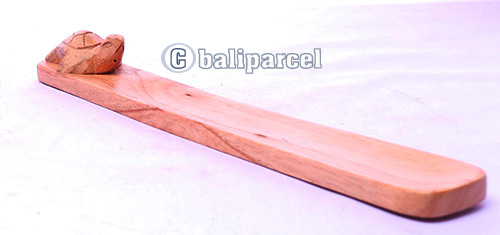 Wooden Incense Holder With Turtle, Made From Suar Wood