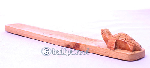 Wooden Incense Holder With Turtle, Made From Suar Wood