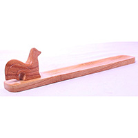 Wooden Incense Holder With Chicken, Made From Suar Wood