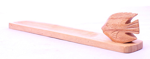 Wooden Incense Holder With Fish, Made From Suar Wood