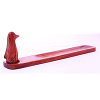 Wooden Incense Holder With Pinguin, Made From Suar Wood