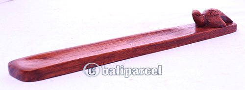 Wooden Incense Holder With Turtle, Made From Suar Wood