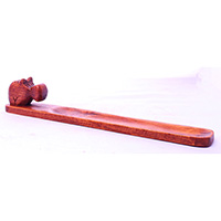 Wooden Incense Holder With Rhinoceros, Made From Suar Wood