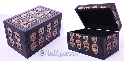 Box Skull, Handmade From Albesia Wood