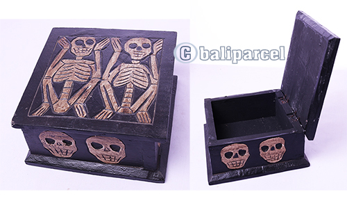 Box Skull, Handmade From Albesia Wood