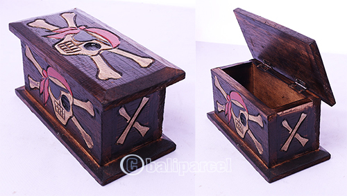 Box Skull, Handmade From Albesia Wood
