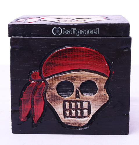 Box Skull, Handmade From Albesia Wood