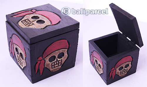 Box Skull, Handmade From Albesia Wood
