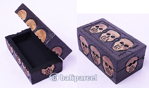 Box Skull, Handmade From Albesia Wood
