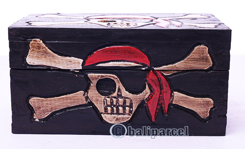 Box Skull, Handmade From Albesia Wood
