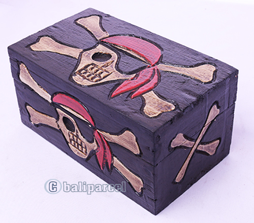 Box Skull, Handmade From Albesia Wood