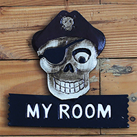 Pirate Skull, Handmade From Albesia Wood