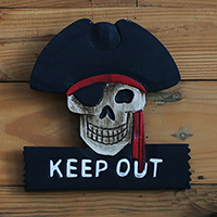 Pirate Skull, Handmade From Albesia Wood