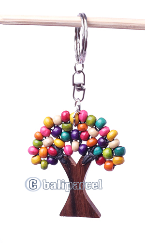 Assorted Color Keyrings With Wood