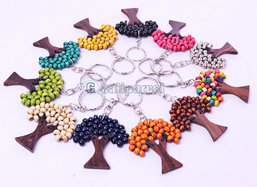 Assorted Color Keyrings With Wood