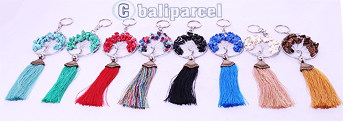 Assorted Color Keyrings Tessel With Stone