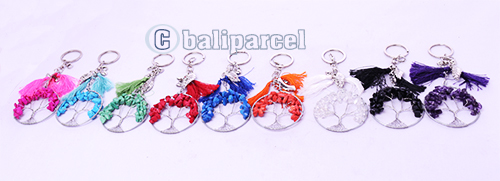 Assorted Color Keyrings Tessel With Stone