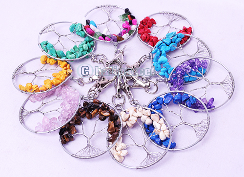 Assorted Color Keyrings Stone