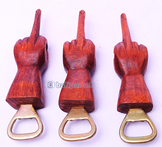 Bottle Opener Shaped Hand, Handmade From Albesia Wood
