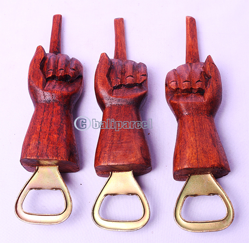 Bottle Opener Shaped Hand, Handmade From Albesia Wood