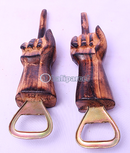 Bottle Opener Shaped Hand, Handmade From Albesia Wood