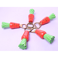 Bottle Opener Carrot Shape With Painted Set Of 5, Handmade From Albesia Wood