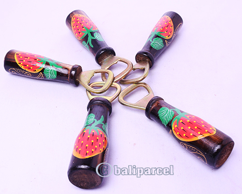 Bottle Opener Bottle Shape With Painted Set Of 5, Handmade From Albesia Wood