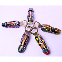 Bottle Opener Penis Shape With Painted Set Of 5, Handmade From Albesia Wood