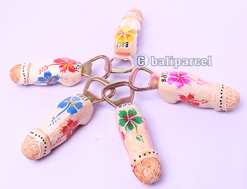 Bottle Opener Penis Shape With Painted Set Of 5, Handmade From Albesia Wood