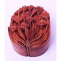 Wooden Box With Fish, Hand Made From Suar Wood