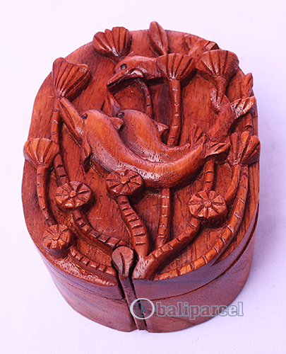 Wooden Box With Dolphins, Hand Made From Suar Wood