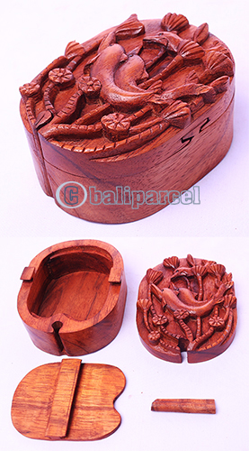 Wooden Box With Dolphins, Hand Made From Suar Wood