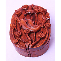 Wooden Box With Dolphins, Hand Made From Suar Wood