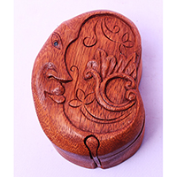 Wooden Box With Moon, Hand Made From Suar Wood