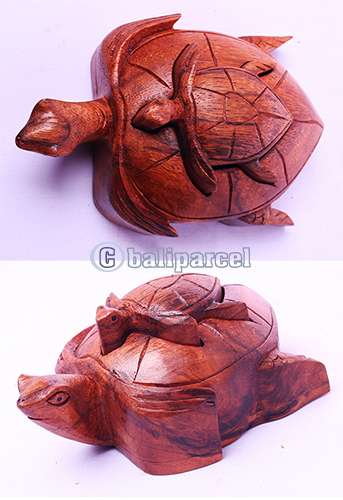 Wooden Box With Turtle, Hand Made From Suar Wood