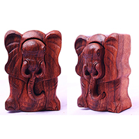 Wooden Box With Elephant, Hand Made From Suar Wood