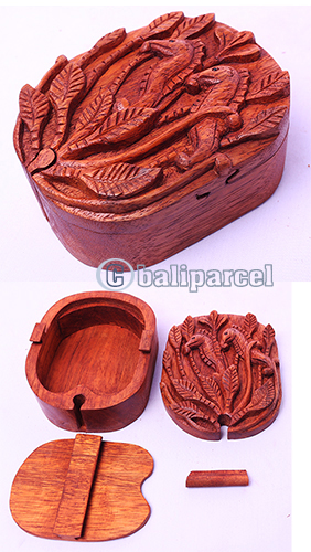 Wooden Box With Seahorse, Hand Made From Suar Wood
