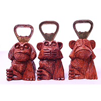 Wooden Opener Monkey, Hand Made From Suar Wood 