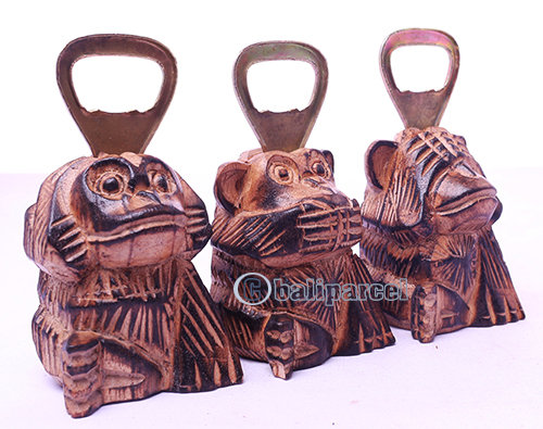 Wooden Opener Monkey, Hand Made From Suar Wood 