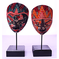 Wooden Mask With Stand, Hand Carved From Albesia Wood