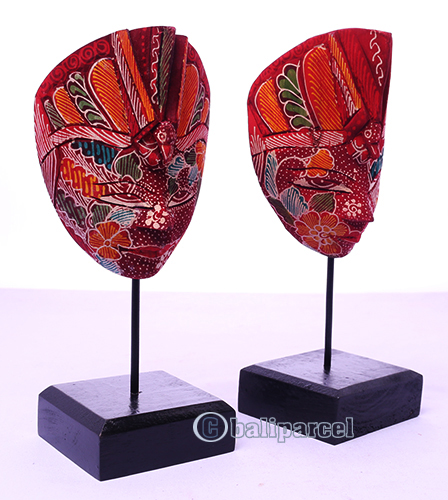 Wooden Mask With Stand, Hand Carved From Albesia Wood