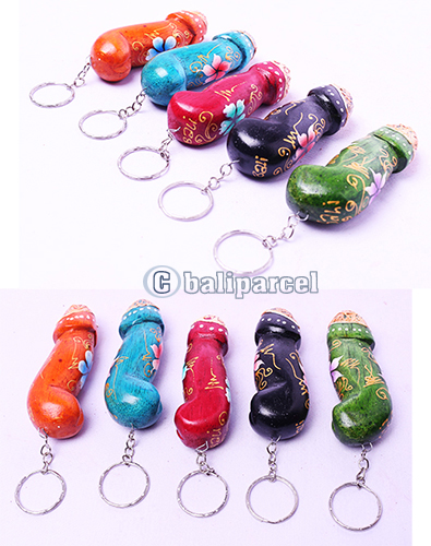 Wooden Keychain Penis, Hanmade From Albesia Wood