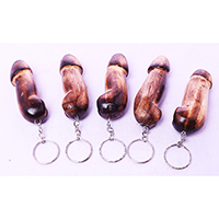 Wooden Keychain Penis, Hanmade From Albesia Wood