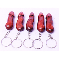 Wooden Keychain Penis, Hanmade From Albesia Wood