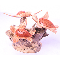 Wooden 3 Turtles With Parasite Wood