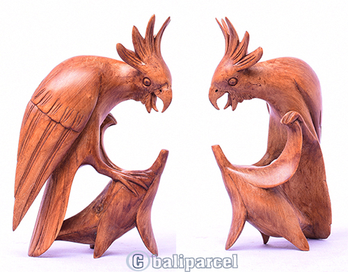 Wooden Bird, Handmade From Hibiscus Wood With Brown Polished