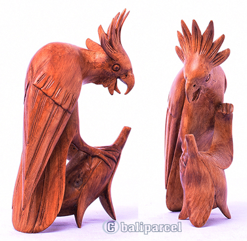 Wooden Bird, Handmade From Hibiscus Wood With Brown Polished