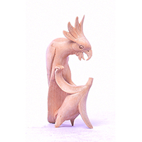 Wooden Bird, Handmade From Hibiscus Wood With Natural Polished