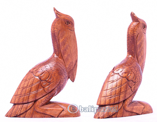 Wooden Flamingo Handmade From Hibiscus Wood With Brown Polished