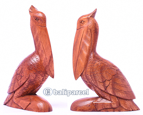 Wooden Flamingo Handmade From Hibiscus Wood With Brown Polished